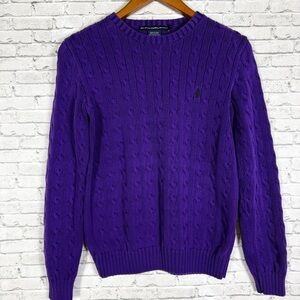 Vintage Ralph Lauren Sport Womens 100% Cotton Purple Crewneck Sweater Size Large